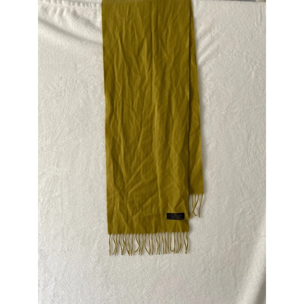 Hand Tailored 100% Cashmere Scarf Mustard Yellow Made in Germany Fringed Wrap